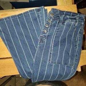 High Rise Flare Striped Denim